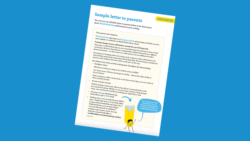 World Book Day: Sample letter to parents