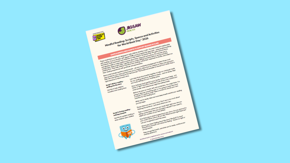 A resource titled "Mindful Reading Scripts, Spaces and Activities for World Book Day 2023," featuring logos and text.