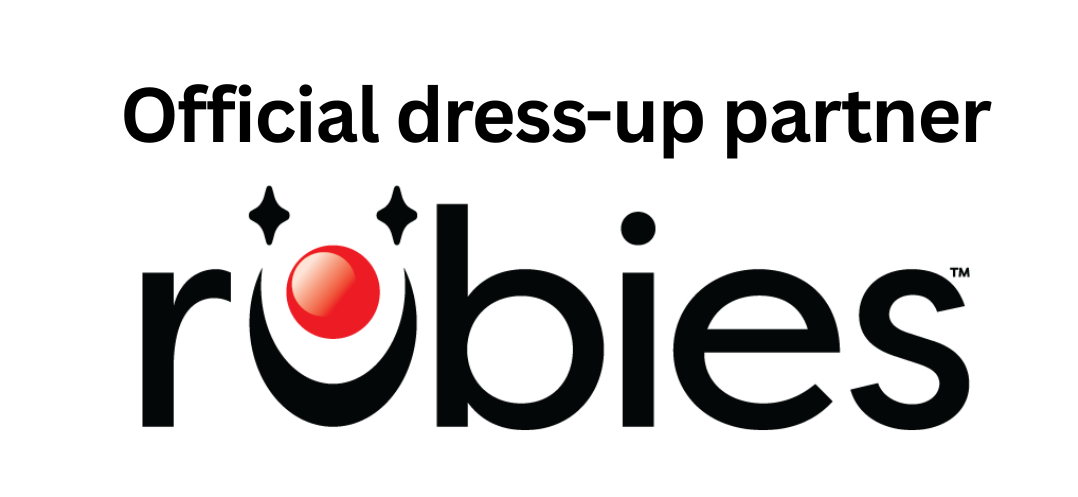 Logo of Rubies, the official dress-up partner, featuring a stylised black text with a red dot over the "u".