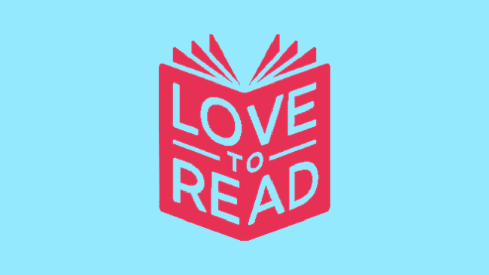 Red open book illustration with the words "Love to Read" on a light blue background.